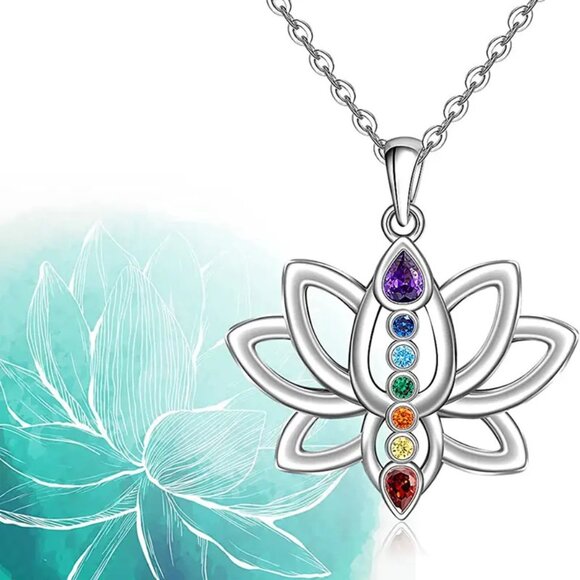 Elegant 7 Chakra Lotus Pendant Necklace - Picture 6 of 6